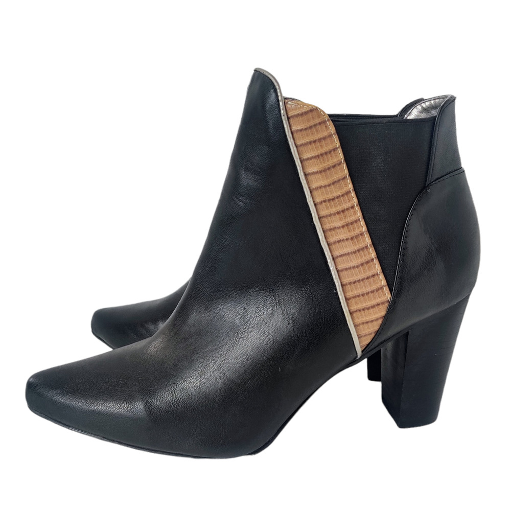 MARK Black Faux Leather Heeled Ankle Boots 10